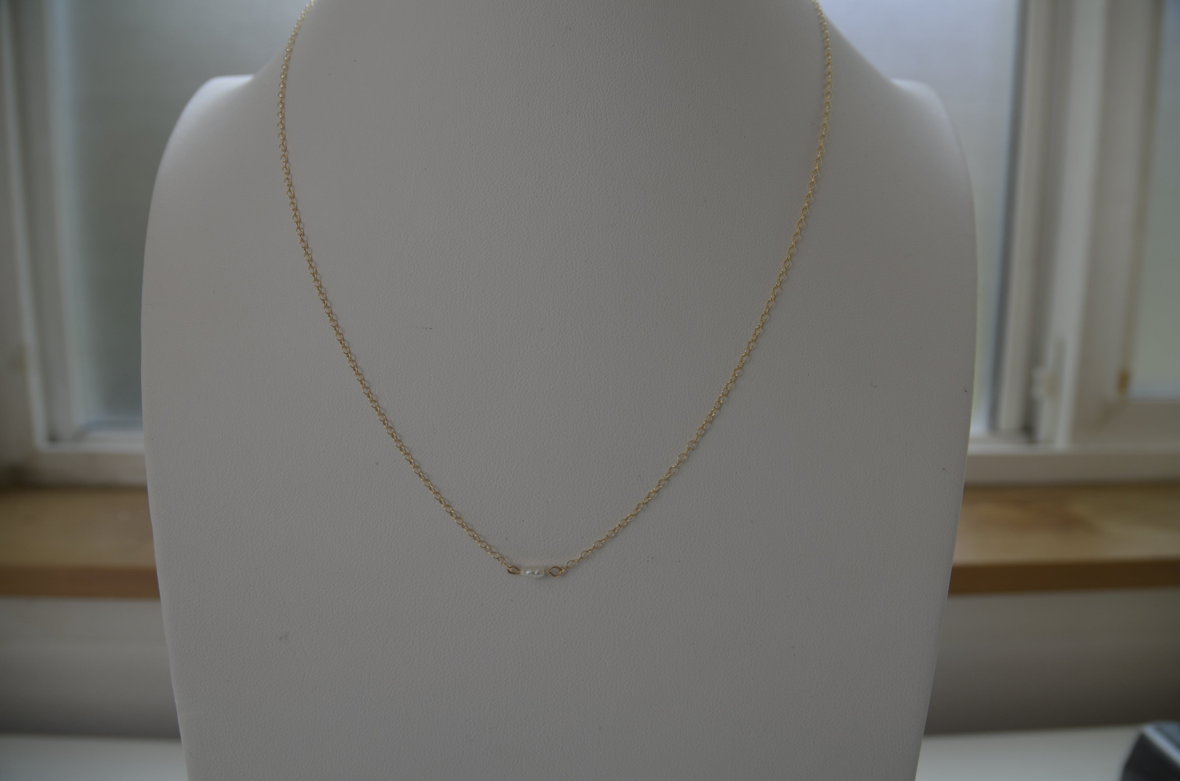 Dainty Rice Pearl Necklace Gold Fill